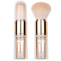 Portable 5-in-1 makeup brush set: retractable blush brush, eyeshadow brush, silicone head concealer brush, angled liner brush, and makeup brush