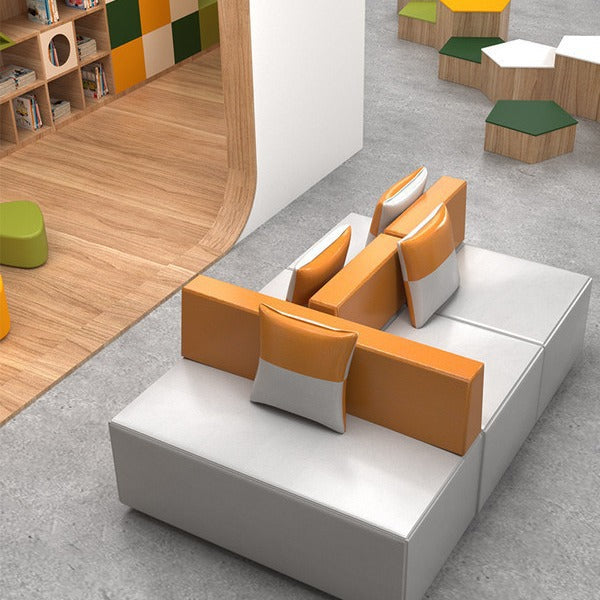 Office reception nappa leather sofa minimalist creative corner sofa waiting area sofa coffee table set