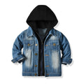 Kids' faux two-piece denim jacket - new autumn/winter hooded fashion casual top for boys and girls - wholesale for export