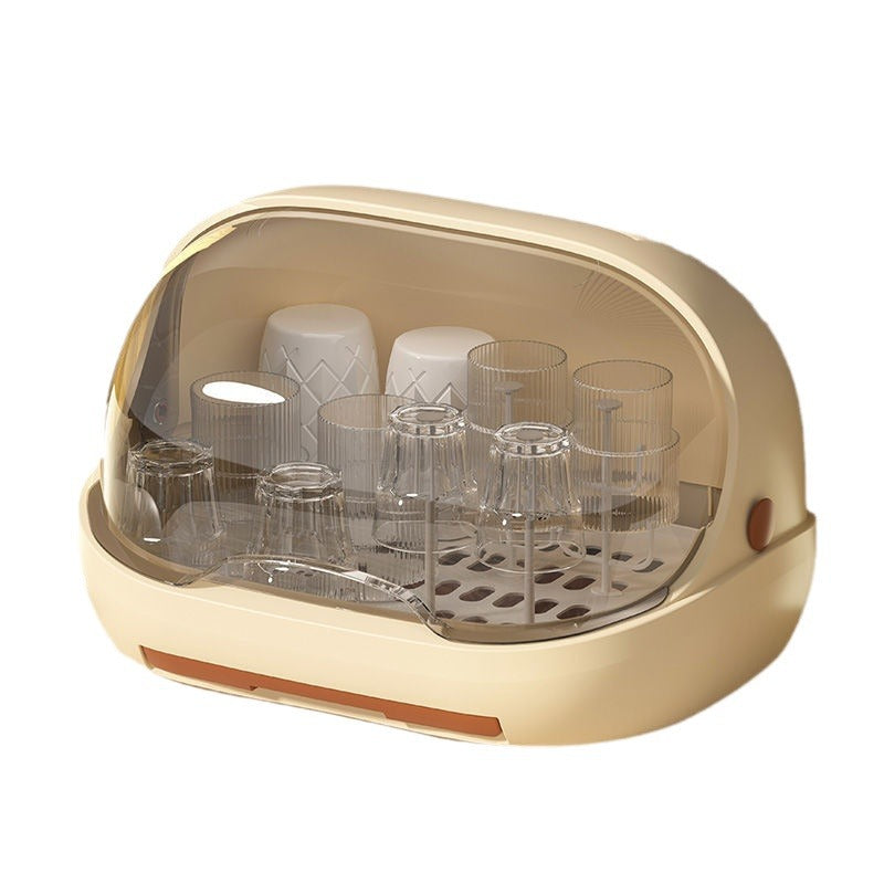 Bottle storage box Large capacity flip cover Dust drain rack Covered baby products Supplementary food tableware Drain storage box