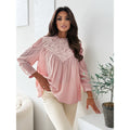 Aliexpress new arrival: round neck long sleeve ruffle collar pleated top blouse