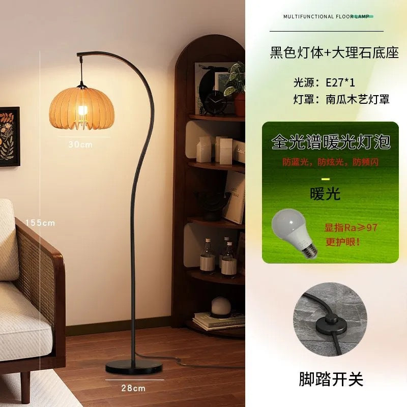 Used floor lamp - minimalist style for living room, beside sofa, bedroom ambiance, retro wabi-sabi style, study corner standing lamp