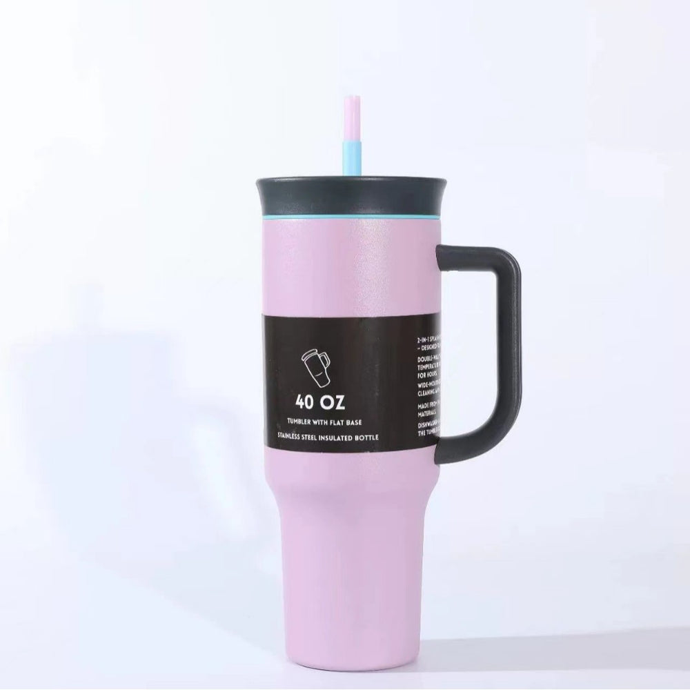 New arrival high-looking ice cup 304 stainless steel ice cup personalized coffee double drinking straw thermos cup wholesale