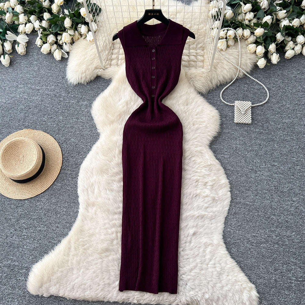 Pure desire style knitting sleeveless silmdress women's summer waist slimming look a-line long skirt goddess elegant skirt