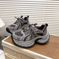 2026 spring new women's height-increasing chunky sneakers: versatile, lightweight, platform casual shoes with lace-up mesh upper - korean style athletic shoes