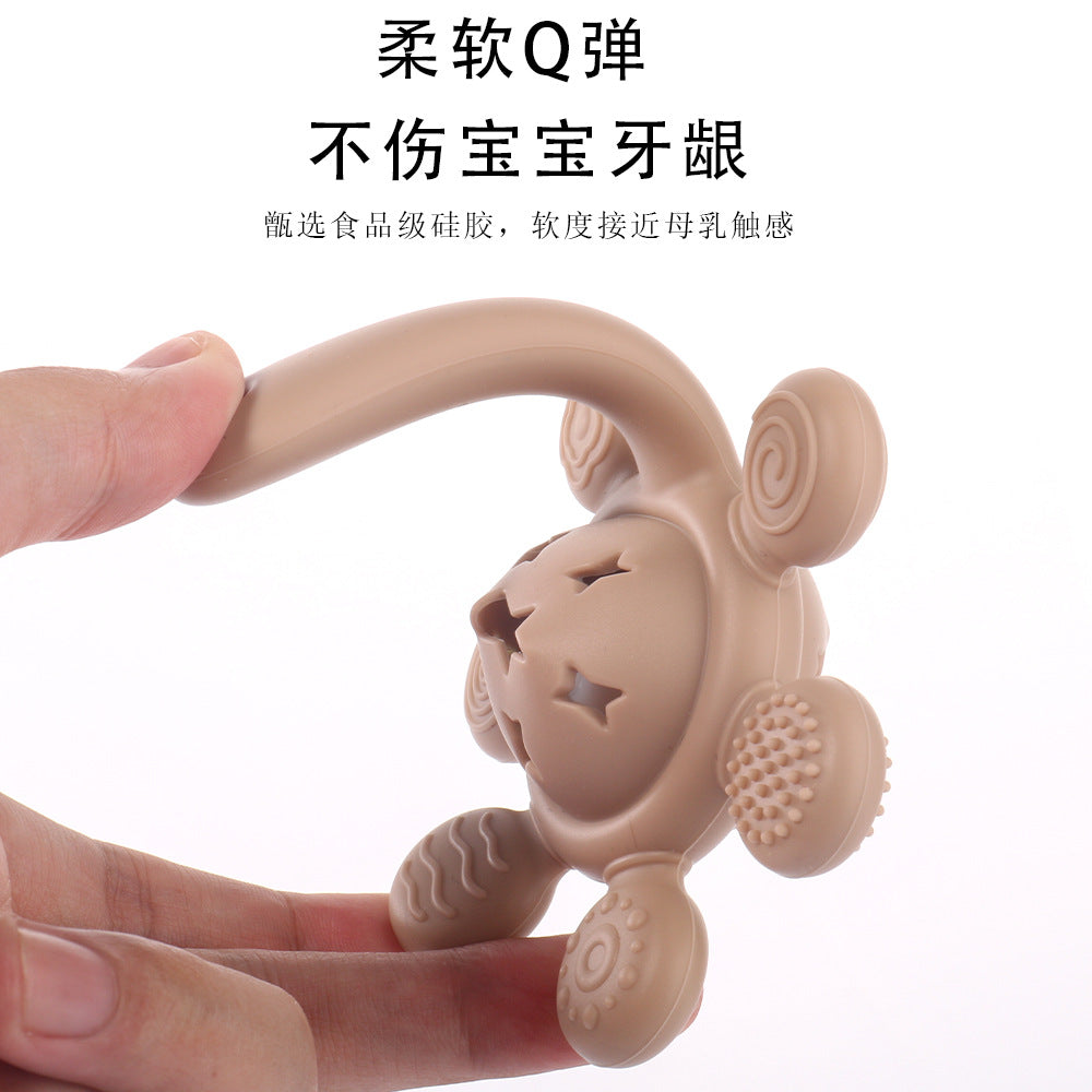 Cross-border new products baby silicone palm rattle toothpaste food grade silicone imitation eating hand toys baby grinding teeth toys