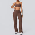 Sexy suspender back high waist hip lifting loosestraight-leg sports pants suit quick-drying running yoga fitness wear for women