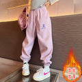 Girls' pants: new autumn/winter  collection - kids' fleece-lined, stylish, and relaxed fit sweatpants. trendy winter long pants for mid-to-large children