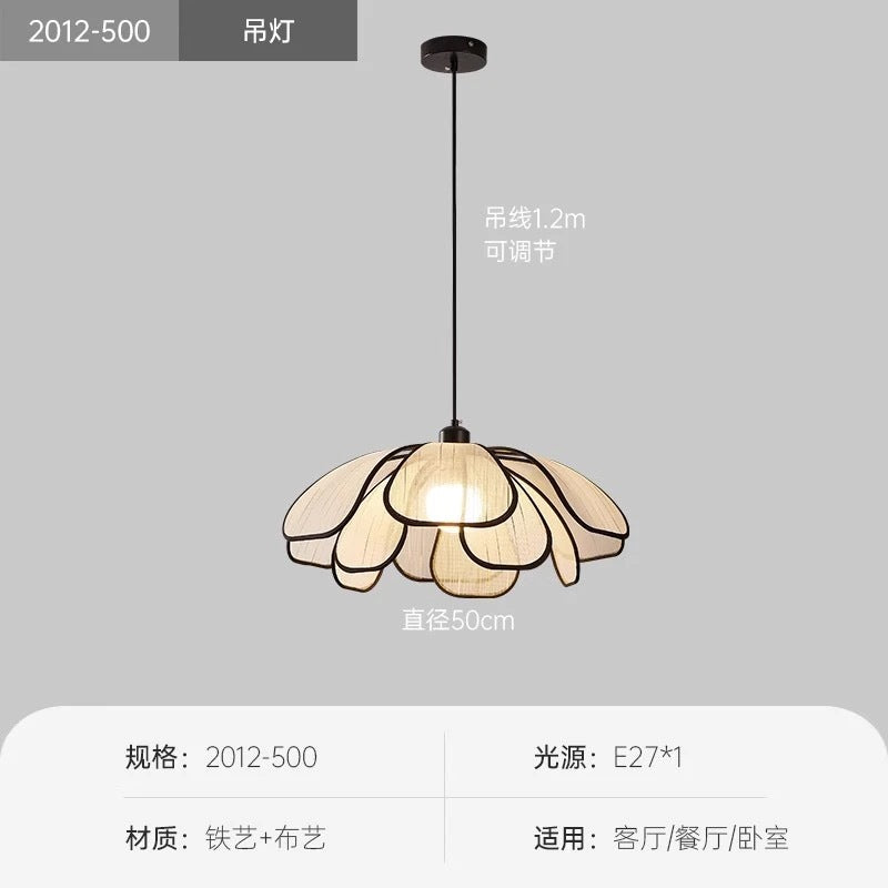 French cream style petal chandelier adjustable restaurant light, vintage retro petal lamp, high-end dining table lamp for dining room