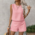 Xibo women's clothing  summer new collection: women's solid color minimalist fashion casual sleeveless top and shorts set