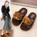 Thick sole furry slippers for women outwear2025 autumn winternew arrival lamb furry internet celebrity home one-line cotton slippers