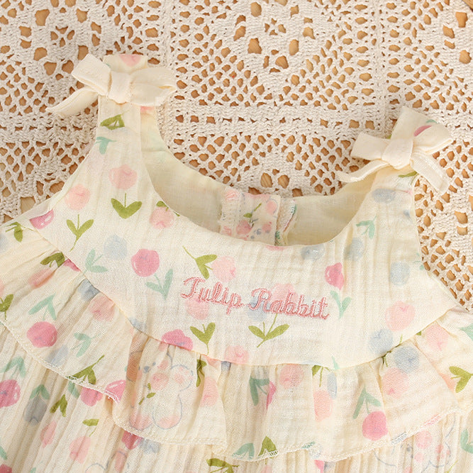 Baby clothes summer clothes newborn baby girl one-piece full moon 100 days ha shirt suspender ha shirt romper thin summer