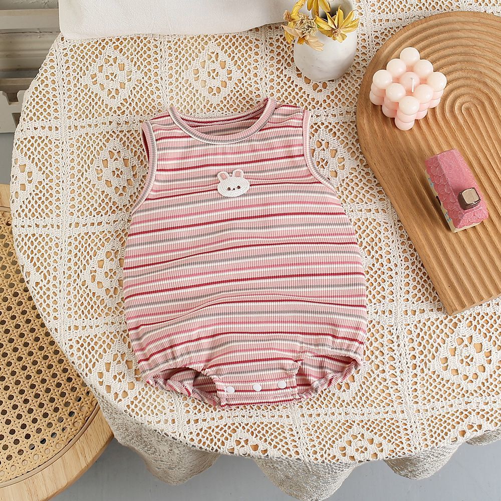 Summer baby clothes for girls: stylish striped lightweight tank top romper - super cute newborn bodysuit for outdoor wear