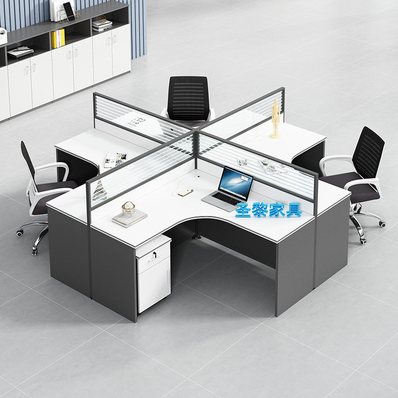 Saint li office desk and chair set - employee computer desk with partition, workstation for finance staff