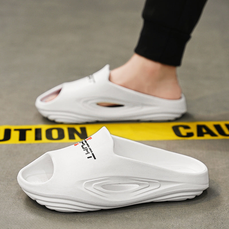 2024 summer men's slippers summer new thick bottom stepping on shit feeling sandals one-word drag EVA men's sports tide drag batch