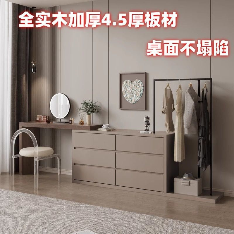 Simple modern chest of drawers dresser all-in-one solid wood small bedroom popular multifunctional corner dressing table storage cabinet