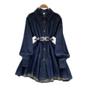 New spring chic hong kong style retro high-end loose slimming irregular tie-waist denim dress for women