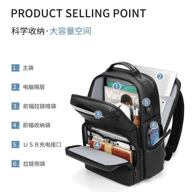 Outward alk  explosion, business backpack Oxford cloth backpack men's large-capacity travel multi-function computer bag