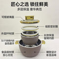 hot-selling factory direct sales fresh-keeping lunch box thermal insulation bucket golden handle high-end stainless steel thermal insulation pot three-piece combination