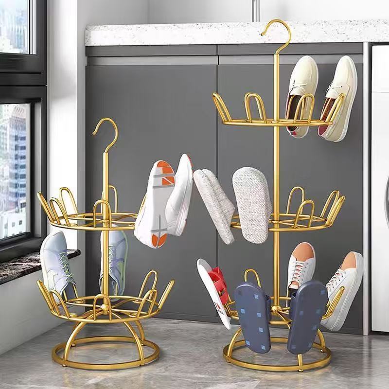 For home shoe drying handy gadget rotate multi-layer floor-standing iron balcony outdoor slipper shoe rack shelf multifunctional drying