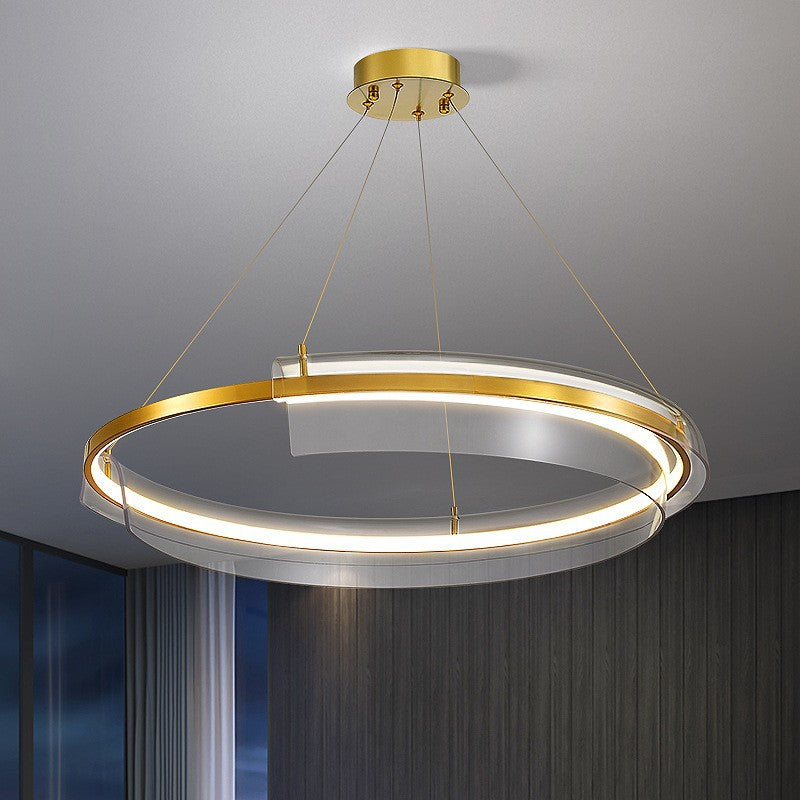 Modern light luxury living room LED ring chandelier designer Nordic simple Internet celebrity restaurant bedroom model room lighting