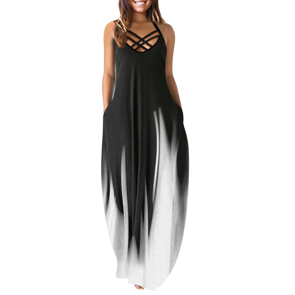 new arrival: european and american style casual fashion summer loose sleeveless camisole maxi dress for  export