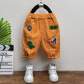 Boys' denim shorts -  summer collection: distressed, patch-label, 5-inch length, trendy & edgy, popular online style with letter print