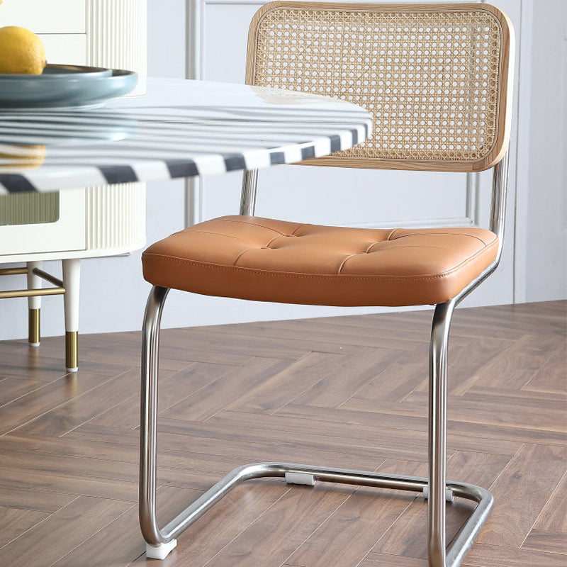 Wabi-sabi style dining chair with backrest, casualfor home study bedroom dressing chair, coffee shop tea room guest rope solid wood chair