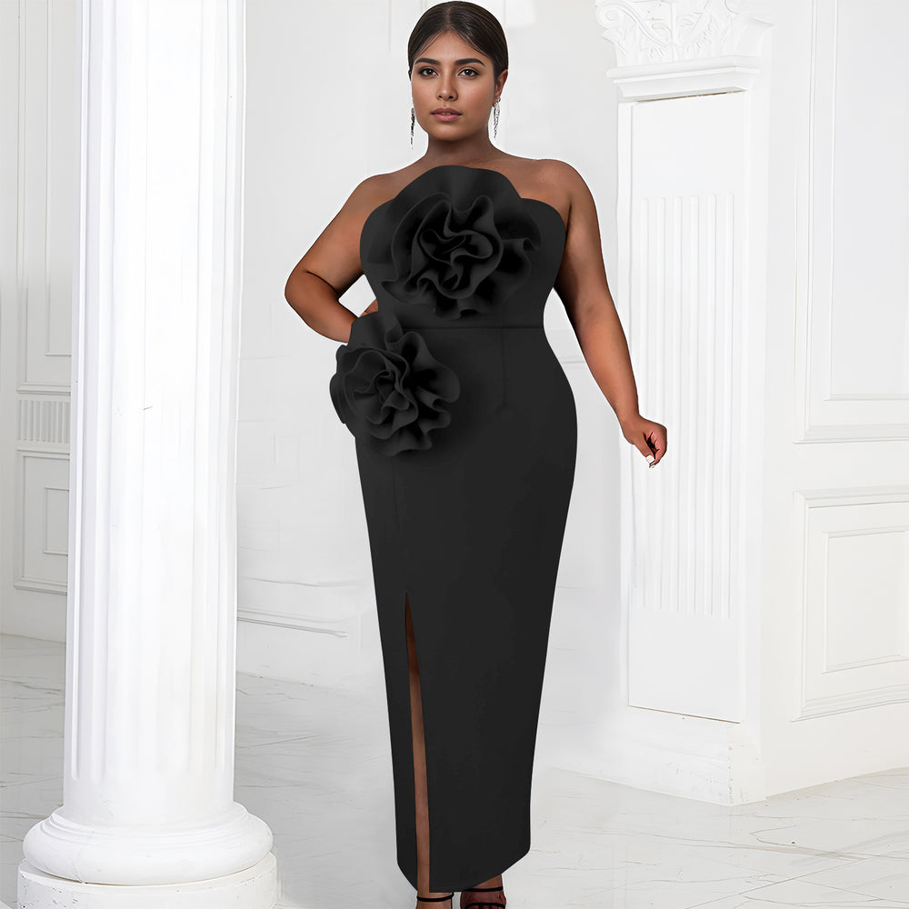 C7039 cross-border   independent station fashion women's solid color sleeveless slit dress new