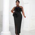 C7039 cross-border   independent station fashion women's solid color sleeveless slit dress new
