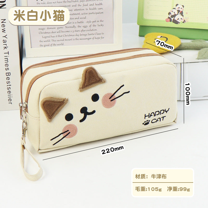 Pencil bag custom primary school students niche pencil case large capacity high value cat stationery bag junior high school girls pencil bag