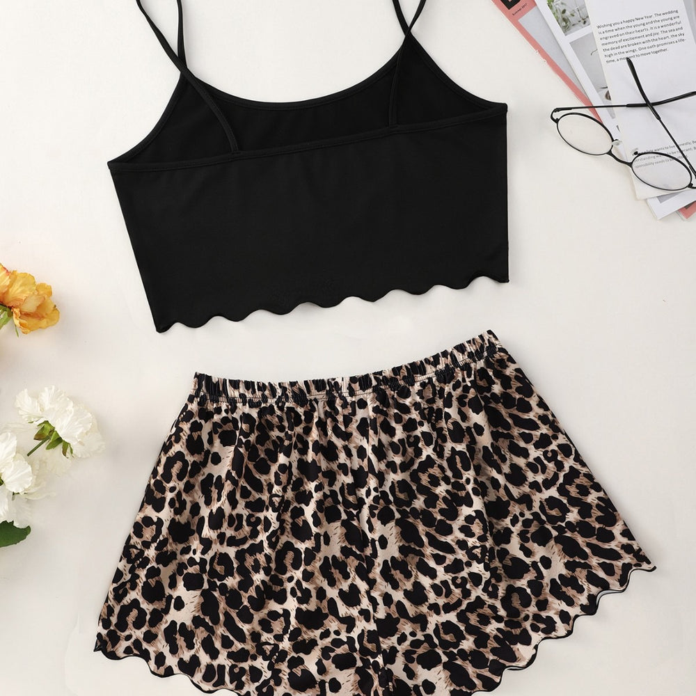 hot-selling new printing suspender tops leopard print printing shorts home clothes pure desire pajamas for women wholesale