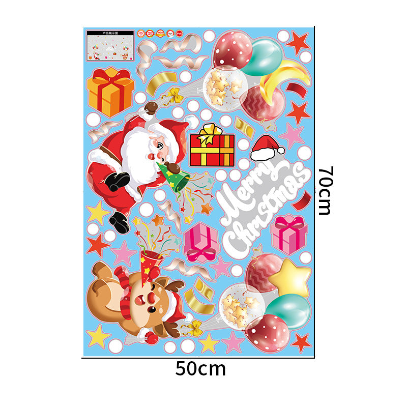 Christmas decoration glass door sticker window arrangement Santa Claus snowflake elk colorful balloon glue-free static sticker