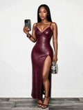 spring/summer new arrivals: sexy & spicy deep v-neck backless mini pu dress -  dropshipping available