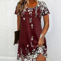 wholesale women's short-sleeved dresses, fashionable women's dresses for spring, summer, and autumn, new cross-border printed designs