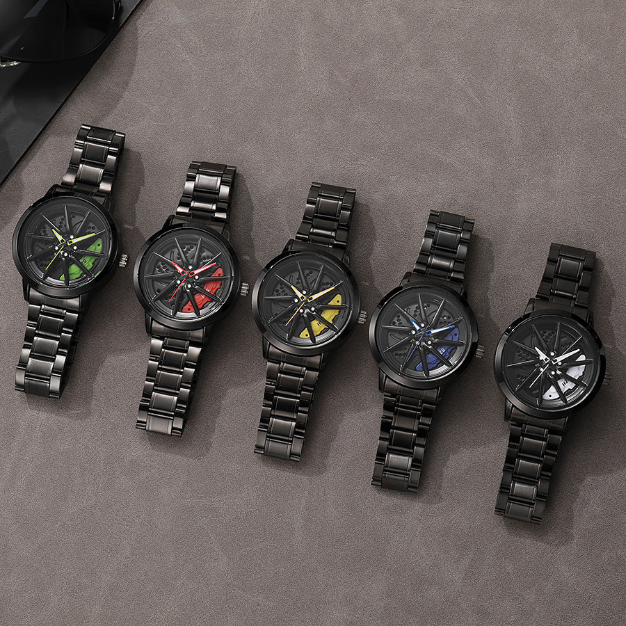 New arrival cool sports car wheel hub watch inner ring can rotate men quartz watch dial fashiontrendy watch