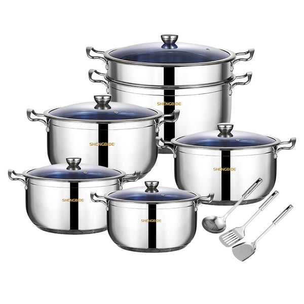 Middle East and South Africa hot-selling stainless steel pot set 14PCS pot set cooker cooking pot one grid multi-purpose