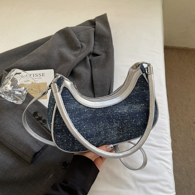 Foreign trade denim bag women's summer 2025 new fashion niche messenger bag high-end single shoulder underarm dumpling bag