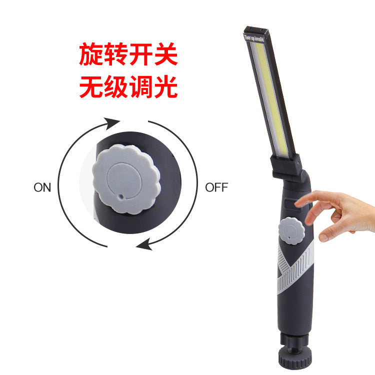 Cross-border new COB stepless focusing 90 degrees placement magnetic attraction strong light USB charging work light LED flashlight