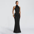 European and american cross-border women's fashion:  spring new arrival - solid color, elegant, sexy, slim-fit, backless mermaid dress