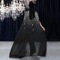 C7292 cross-border   fashion women's sexy rhinestone bodycon sheer cape dress