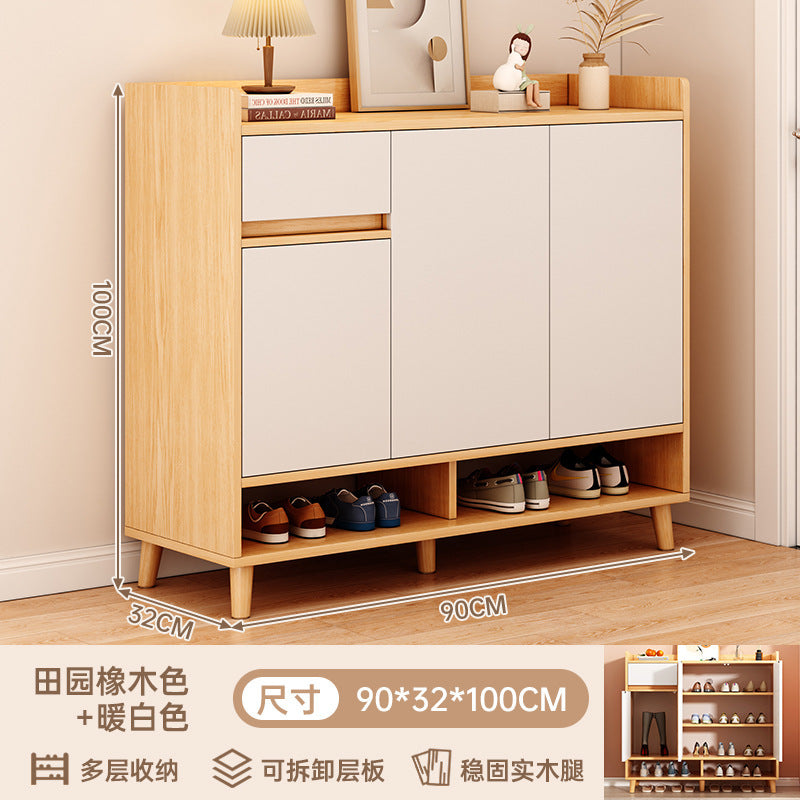 Solid wood shoe cabinet, indoor entrance to the home entrance, simple wall locker, shoe rack, log wind