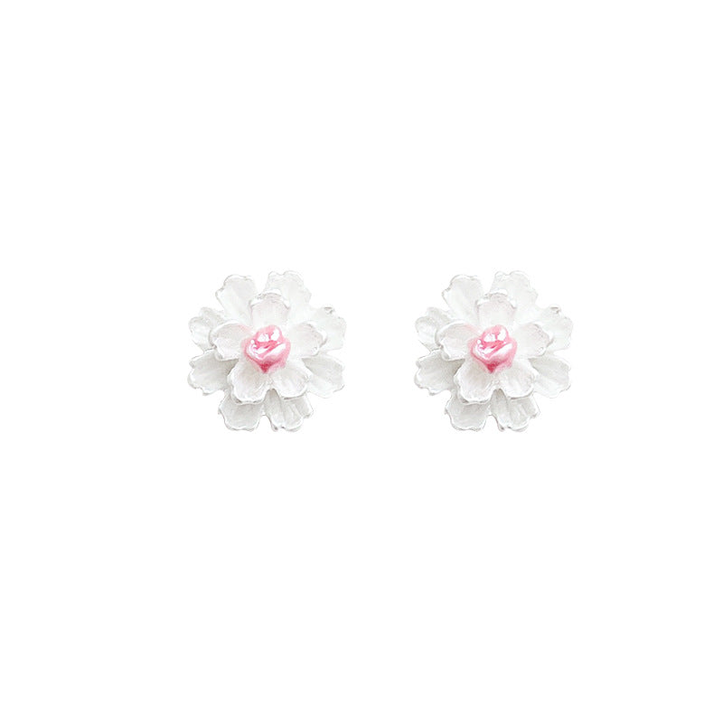Blue camellia 925 sterling silver stud earrings - elegant, petite, sweet, exquisite floral design - new chinese style retro earrings for girls