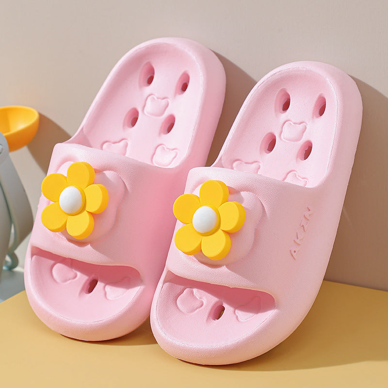 Eva kids' leak-proof cartoon anti-slip hollow-out summer home quick-dry baby slippers bathroom girls' bath slippers
