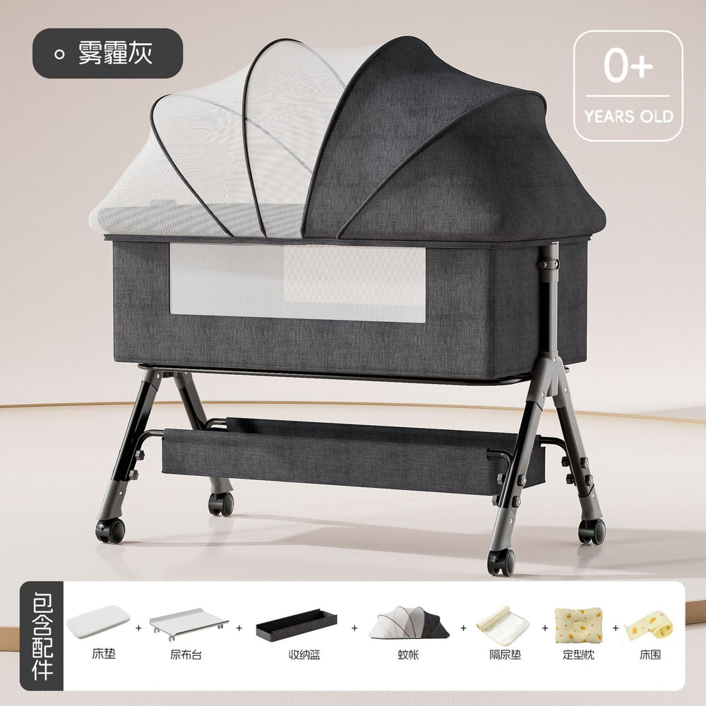 Baby crib - portable, foldable, multi-functional bassinet - convertible to full-sized bed for newborns