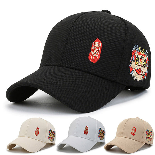 Chinese style hat Men's Guochao Lion Dance Versatile Baseball Cap Ethnic Style Brand Hip Hop Cap Women's Sun Hat