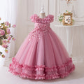 Export girl dress mesh long mesh through flower classyelegancein stock 8 to 12 years old clothing wholesale in stock