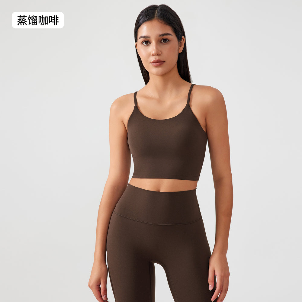New women's sports tank top bra - built-in cup, shockproof, push-up, side boob coverage, beautiful back, fitness yoga bra ag002