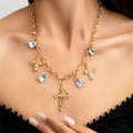 European and american cross-border jewelry hip-hop style cross pendant necklace - statement design with diamond-accented large teardrop necklace