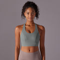 New seamless nude feel solid color racerback hook-and-eye sports bra - perfect for running, fitness, and yoga